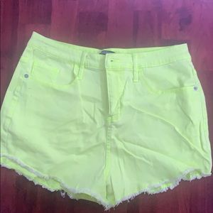Neon yellow high waisted shorts/ worn once